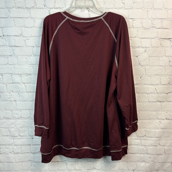 BloomChic Burgundy Happy Graphic Lightweight Sweatshirt Plus Size 3X - Picture 7 of 7